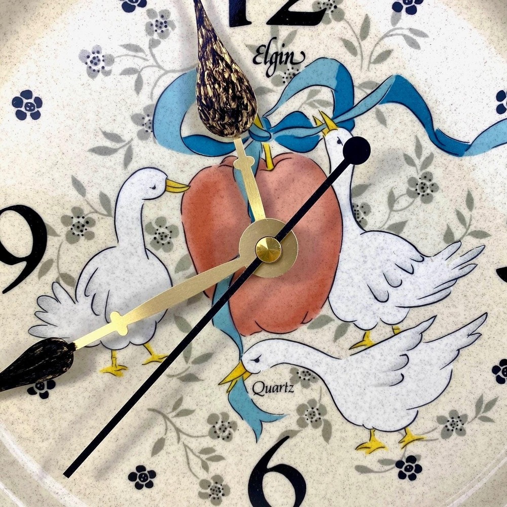 Blue Ribbon Goose Wall Clock Elgin Country Kitchen Farmhouse 1980s Marmalade - Picture 3 of 8